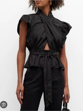 Derek Lam 10 Crosby Brynn Ruffle Wrap Top size 8